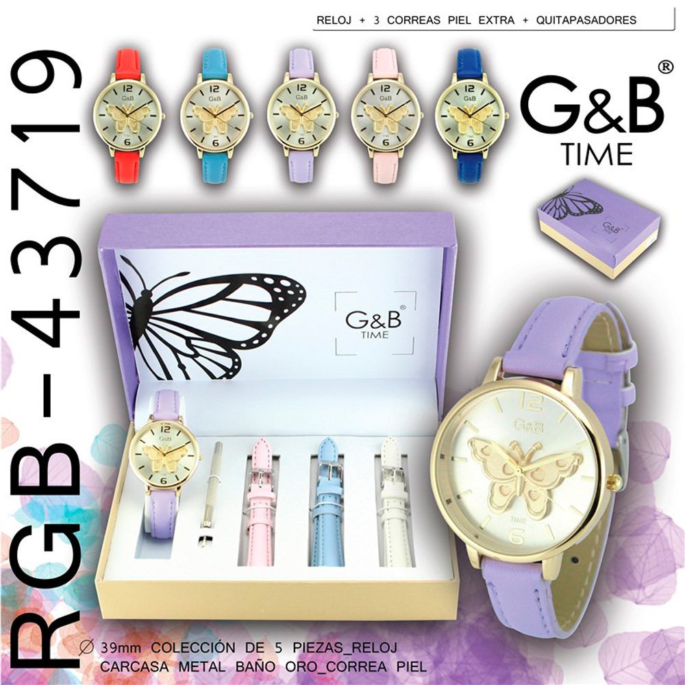 Conjunto Reloj Señora Mariposa G&B