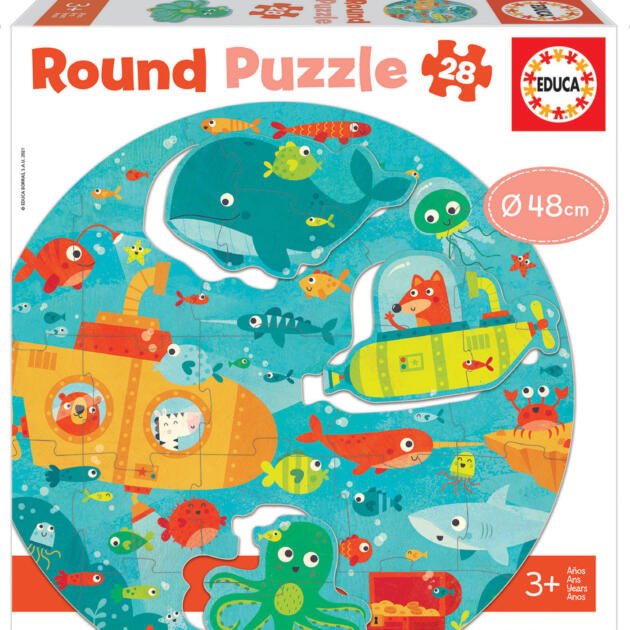 28 Piezas - Bajo el Mar Round Puzzle