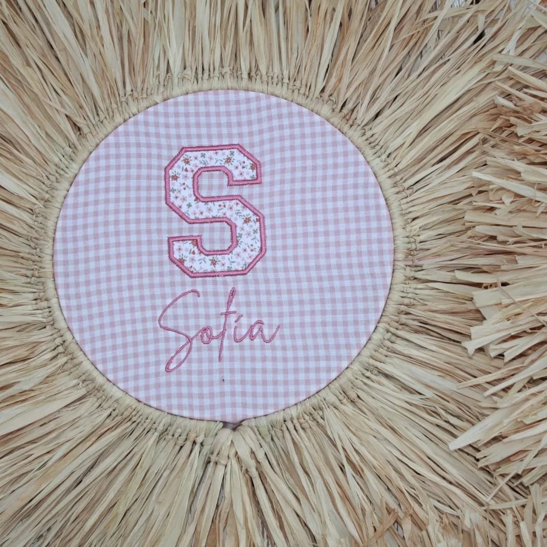 Bastidor rafia natural - Personalizado y nombre bordado