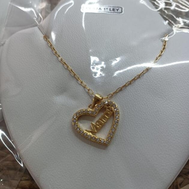 COLGANTE MAMÁ CORAZÓN DORADO PLATA 925 MLS
