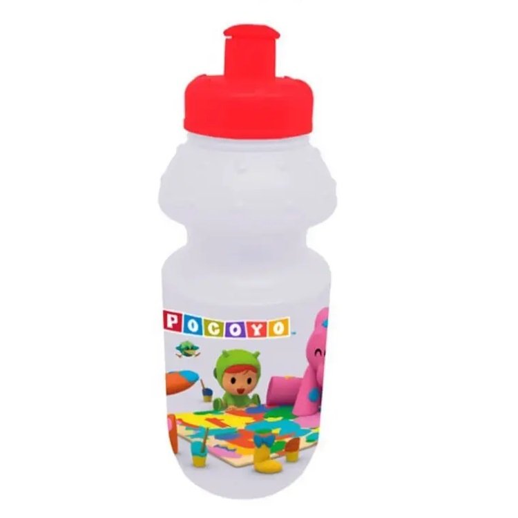 Botella infantil del personaje Pocoyó con tamaño de 350 ml con tapón