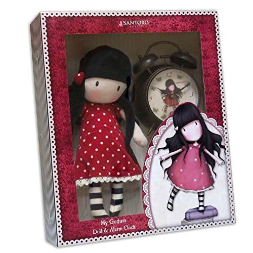 Set Gorjuss Muñeca + Reloj Despertador (Vestido Rojo)