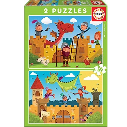 Dragones y Caballeros - 2 Puzzles de 48 Piezas