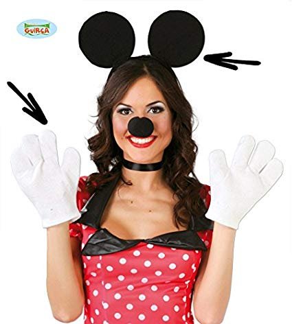 Conjunto Ratoncita Diadema Nariz y Guantes