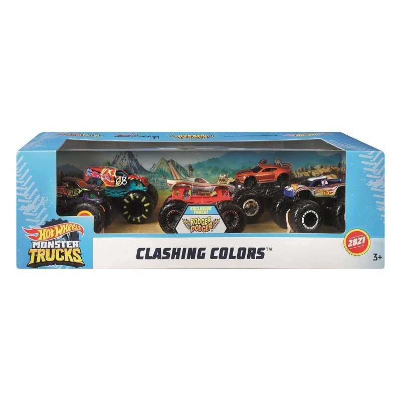 Hot Wheels - Pack 5 Monster Trucks Clashing Colors