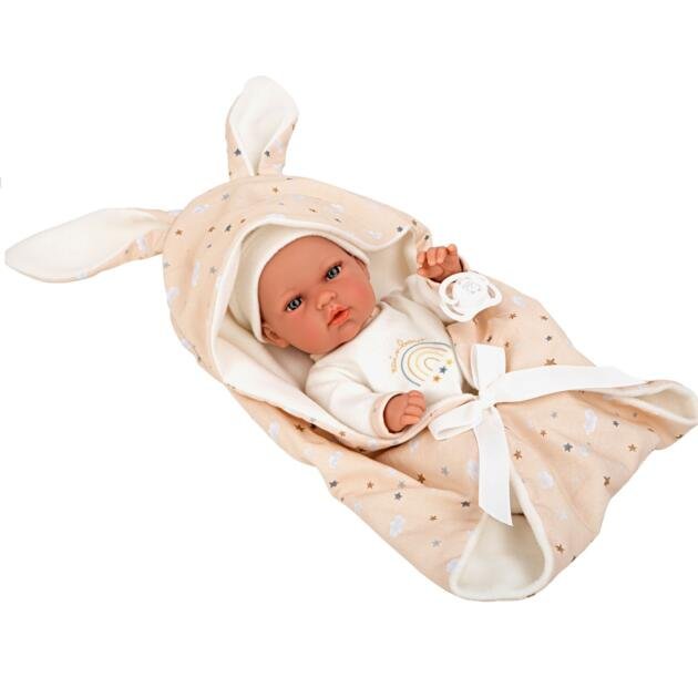 Muñeca Elegance Natal beige con manta