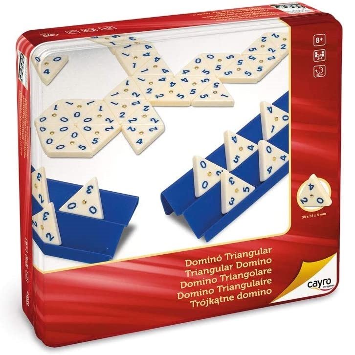Dominó Triangular en Caja de Metal