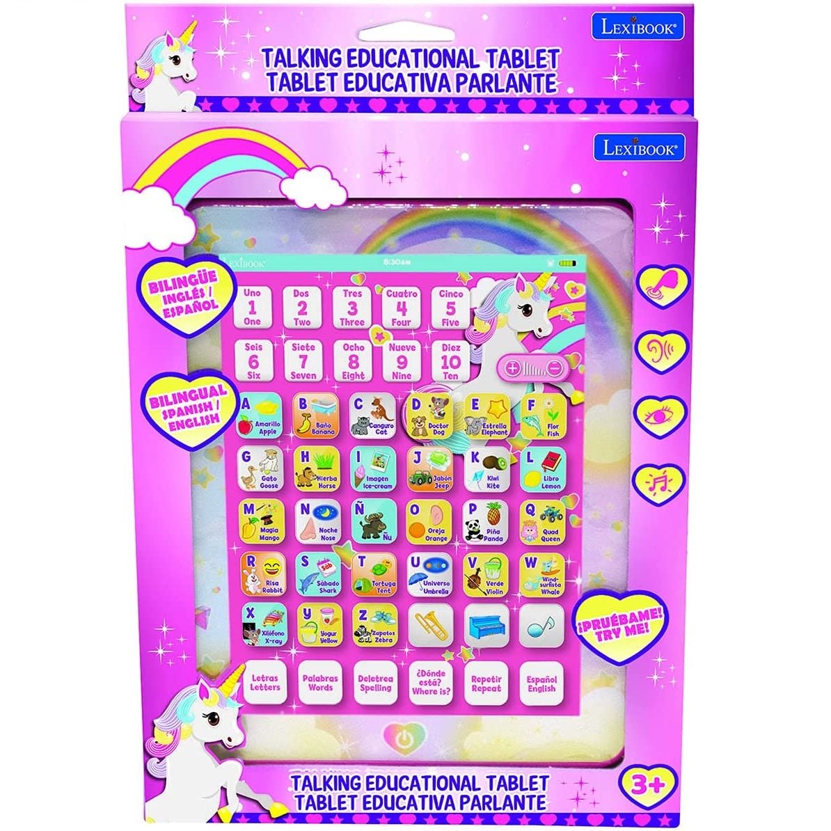 LEXIBOOK- Tablet Educativa Parlante Bilingüe Unicornio