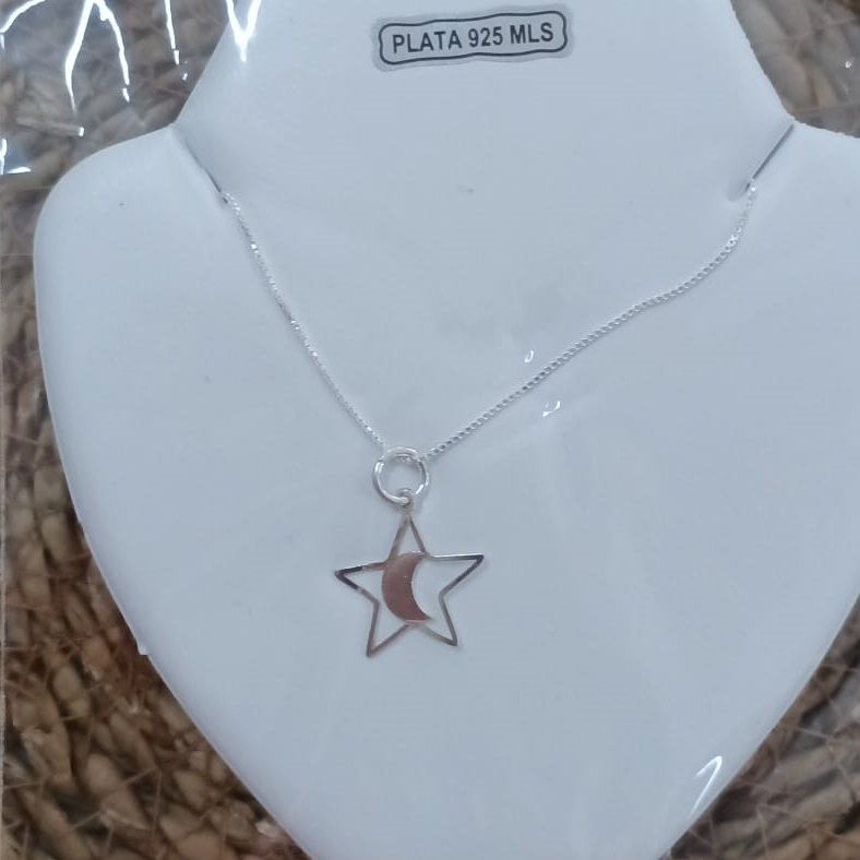 Colgante plata 925 mls estrella-luna
