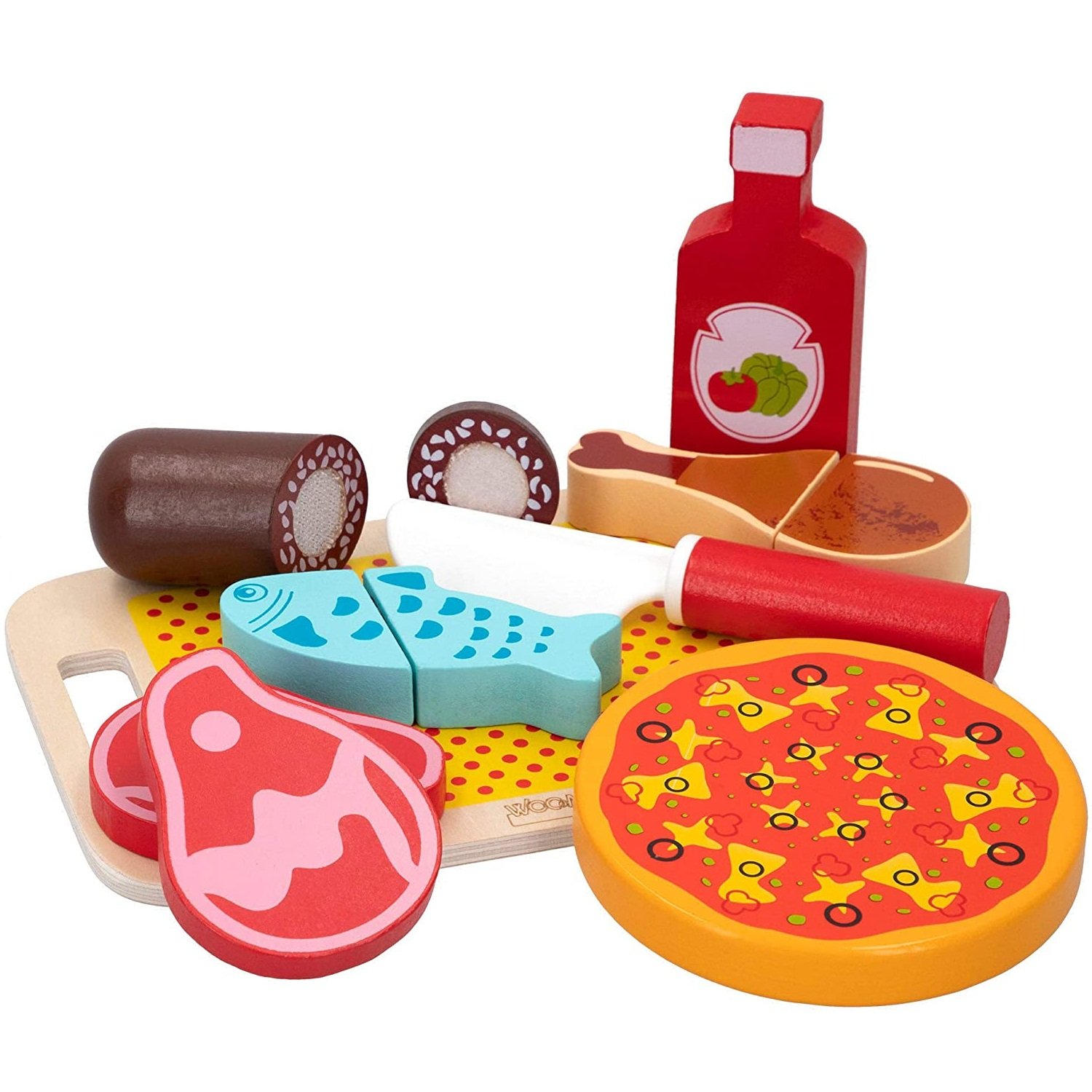 Set comida de madera con accesorios