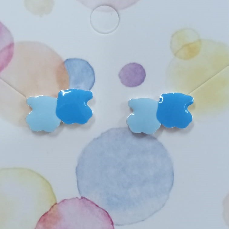 Pendientes plata 925 ml ositos dobles azul