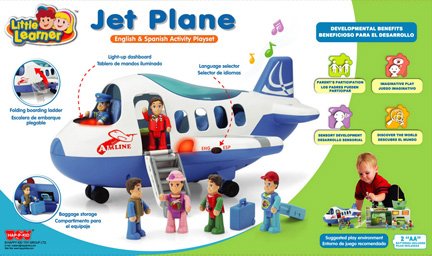 Avión con pasajeros y actividades bilingüe
