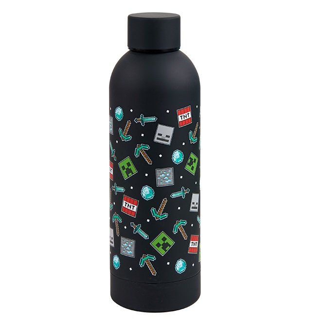 BOTELLA ICONO DE ACERO INOXIDABLE NEGRO MINECRAFT