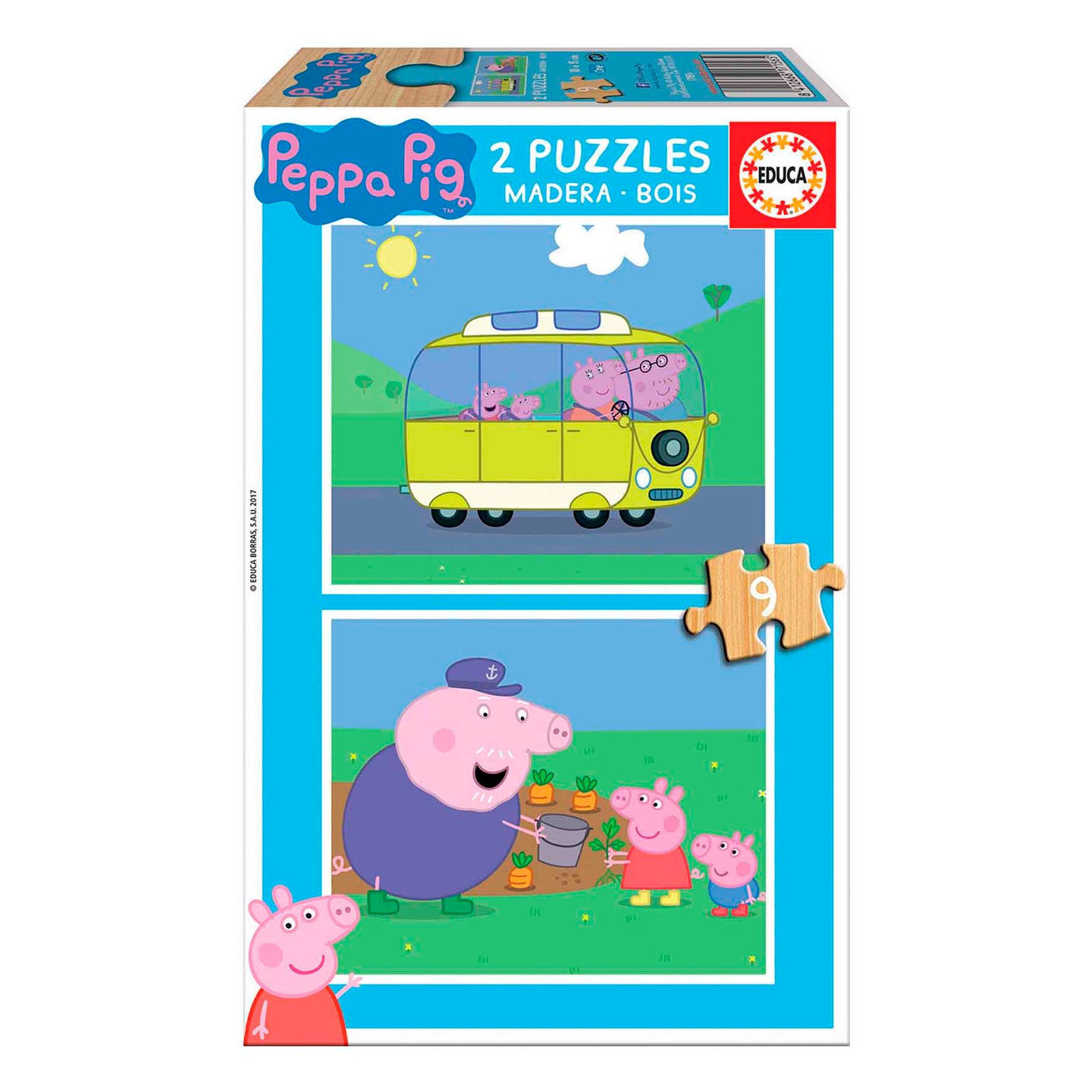 2 Puzzles Madera Peppa Pig 9 Piezas