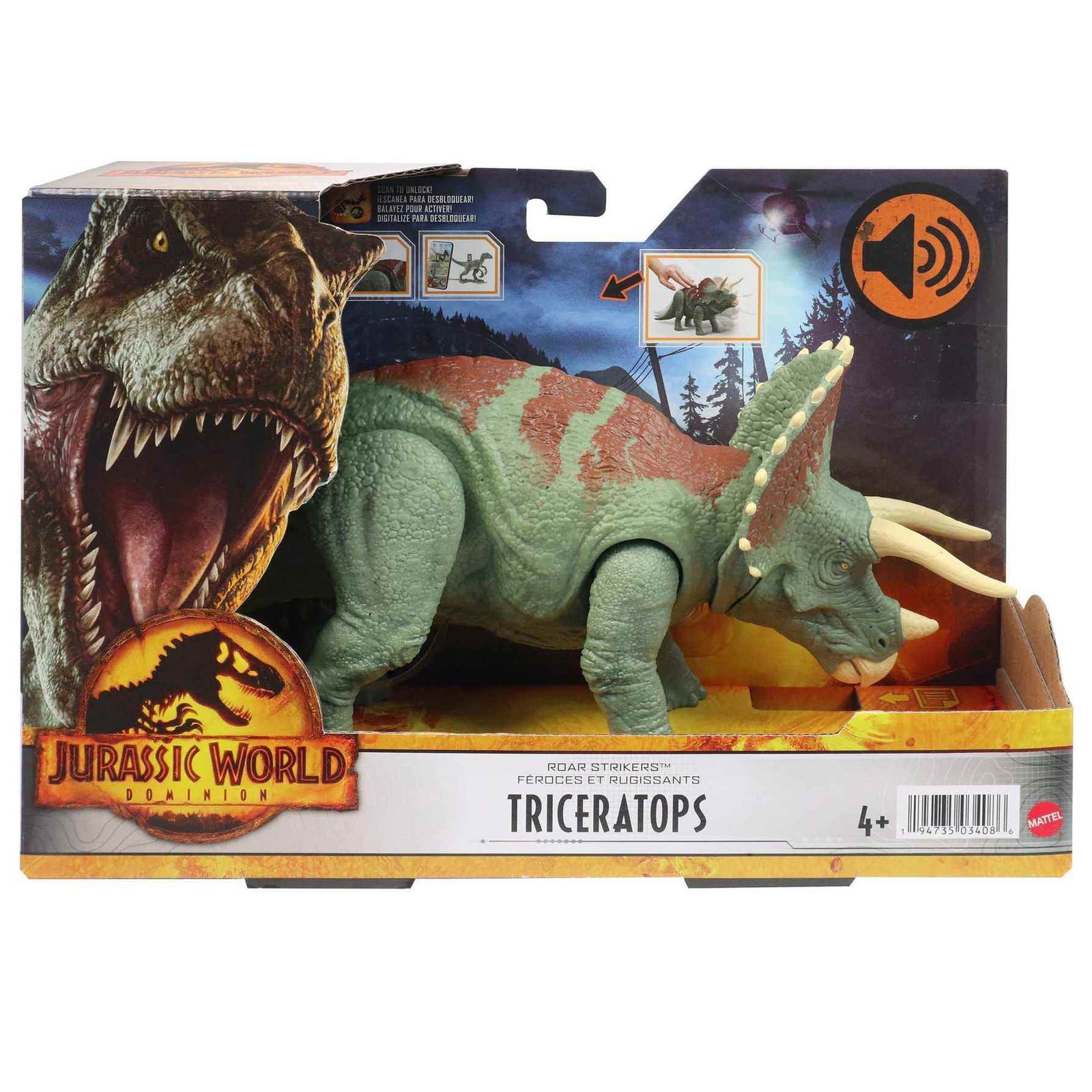 Jurassic World Dinosaurio Ruge y Golpea Triceratops