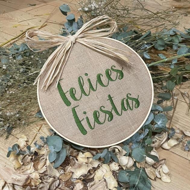 Bastidor de rafia 23cm Felices Fiestas