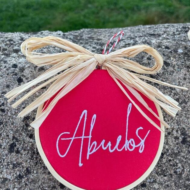 Bastidor 10cm Personalizado - Tela Roja_Abuelos