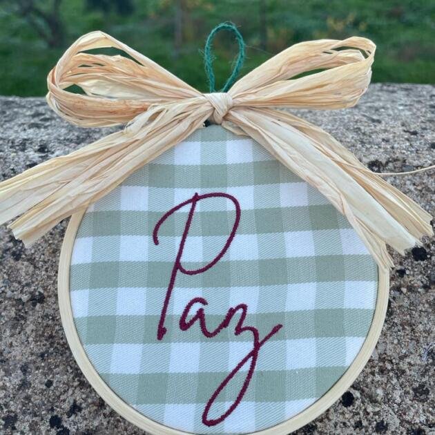 Bastidor 10cm Personalizado - Vichy Verde_Paz