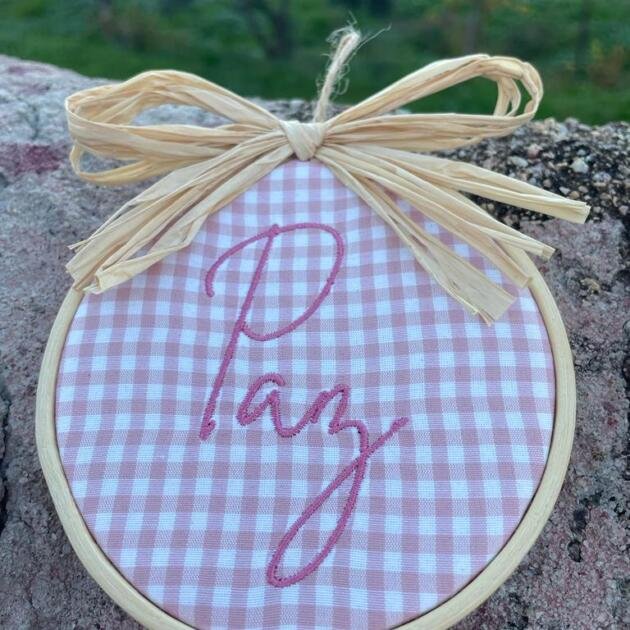 Bastidor 10cm Personalizado - Vichy Rosa_Paz