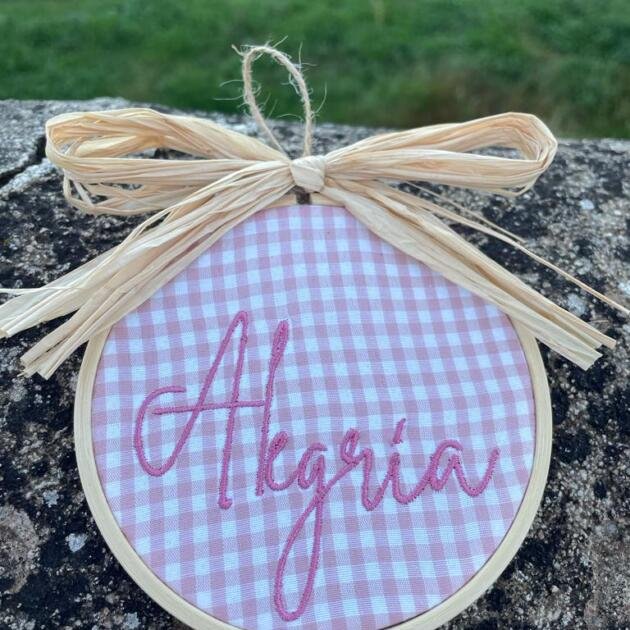 Bastidor 10cm Personalizado - Vichy Rosa_Alegría