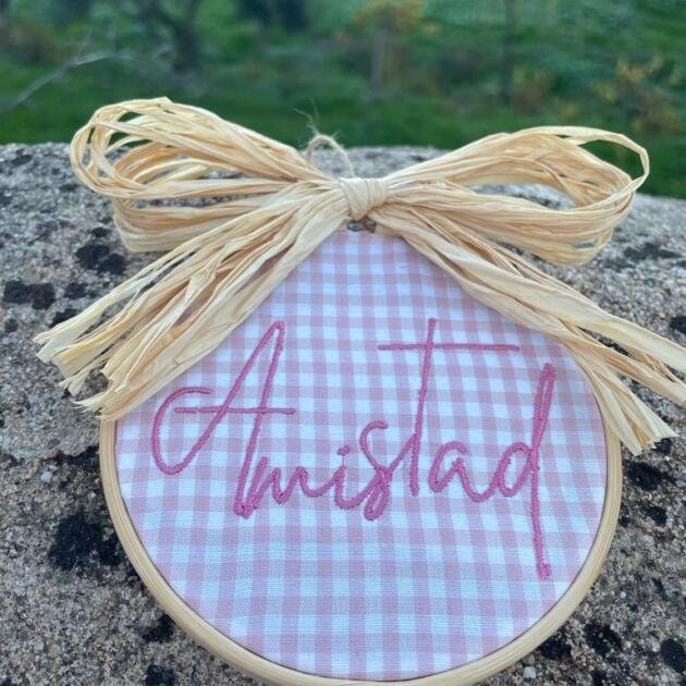 Bastidor 10cm Personalizado - Vichy Rosa_Amistad