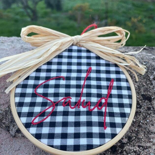 Bastidor 10cm Personalizado - Vichy Negro_Salud