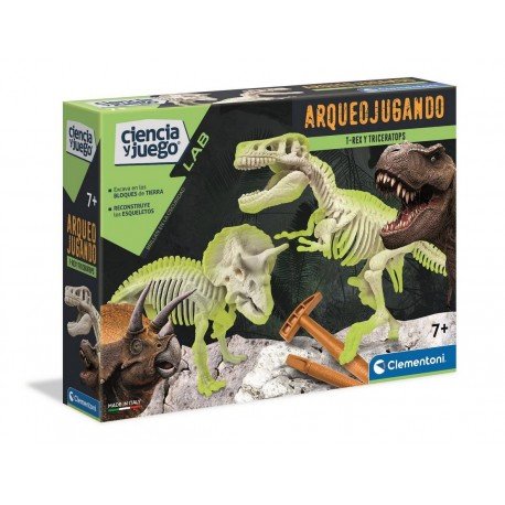 Arqueojugando T-Rex y Triceratops