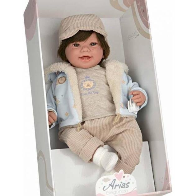 BEBE 45CM ZOE BEIGE CON PELO Y CON MECANISMOS PARA RISA
