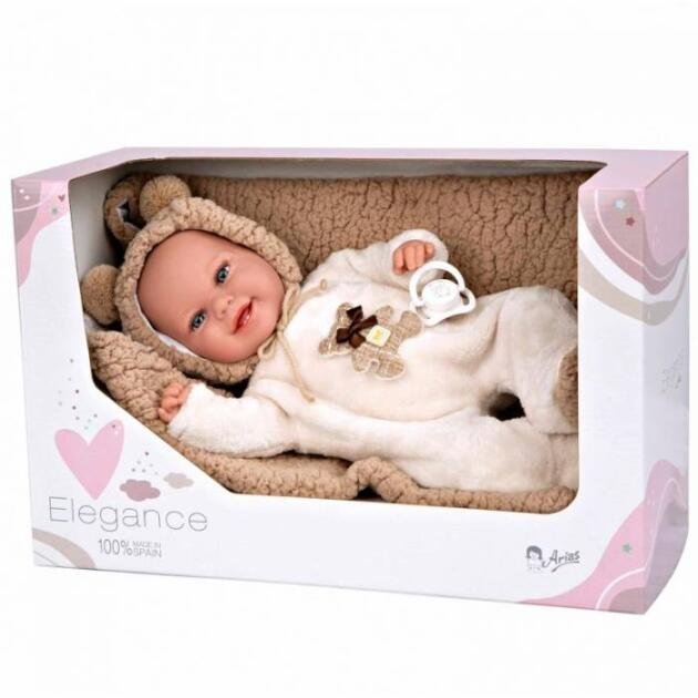 BEBÉ ELEGANCE 35CM.BABYTO MARRÓN CON MANTA