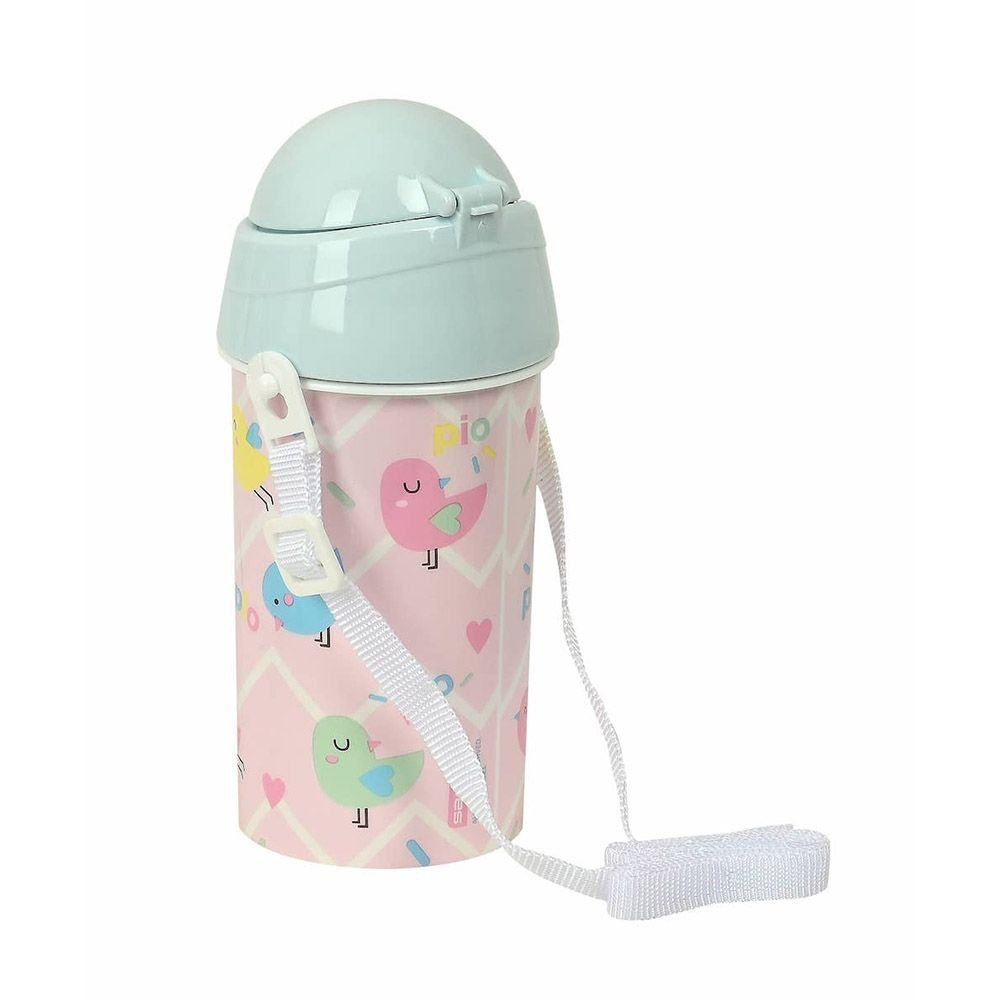 Botella 500ml Apertura Autom. con pajita "PAJARITOS" Preescolar