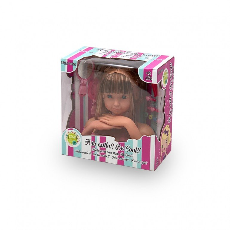 Busto de Muñeca con Set de Peluquería