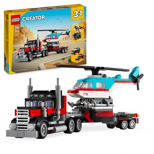 CAMIÓN PLATAFORMA CON HELICÓPTERO LEGO CREATOR