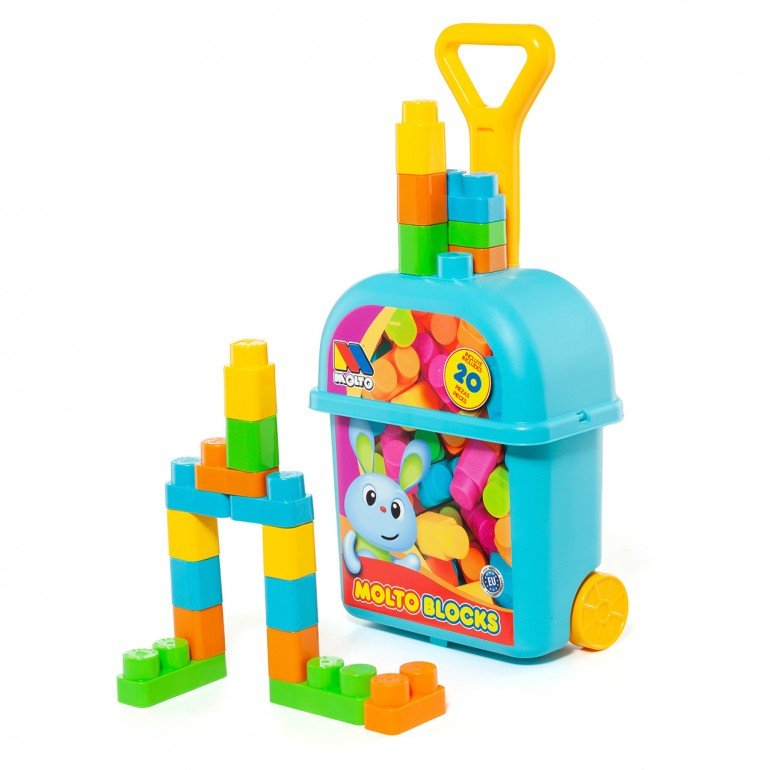 CARRITO AZUL CON 20 BLOQUES