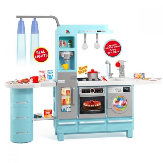 Cocina Infantil gourmet electrónica Azul con luces, sonidos y grifo