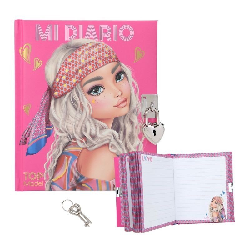 Diario Topmodel con candado de corazón con 192 páginas