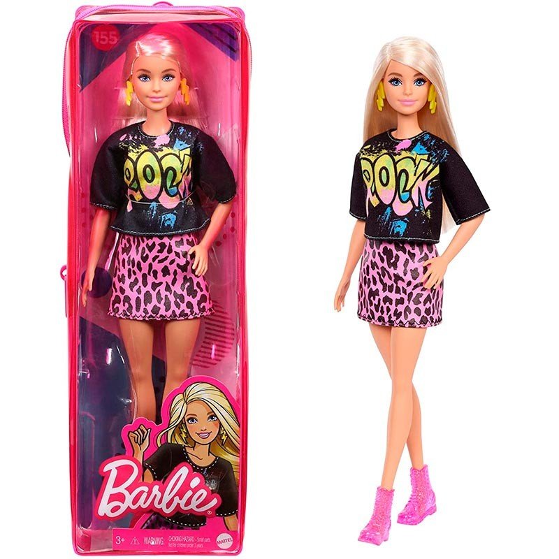 Barbie Fashionista Rockera con Falda Rosa de Leopardo Nº 155