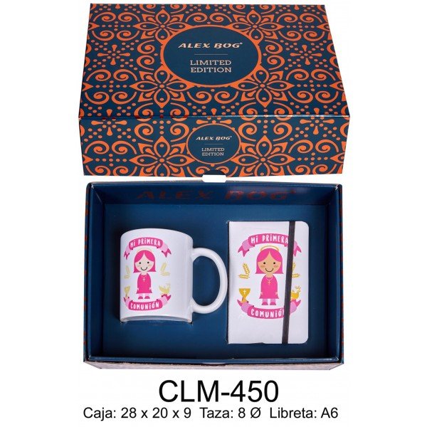 Taza + Libreta Comunion Rosa