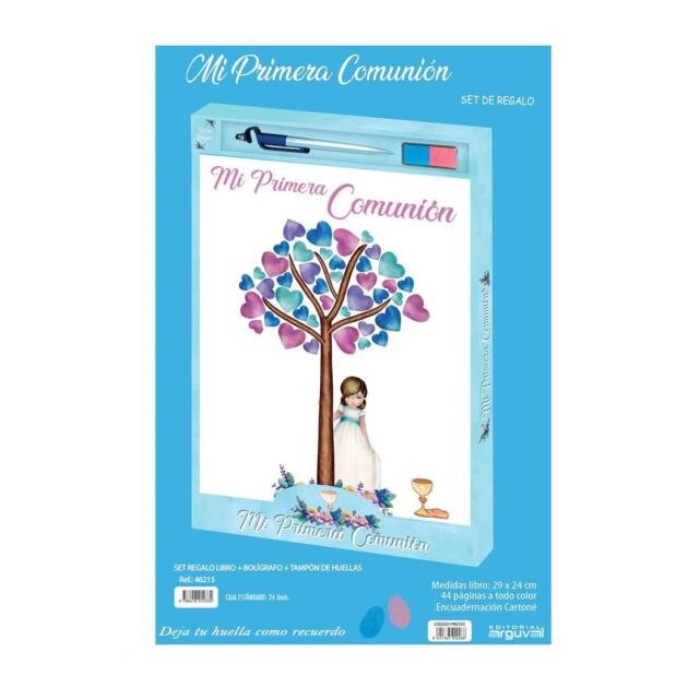 Libro Comunión Huellas Niña + Bolígrafo + Tampón