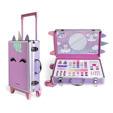 Maletín maquillaje infantil con ruedas unicornio