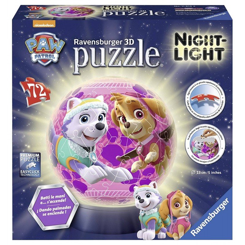 Puzzle 3D con lámpara - Paw Patrol 72 piezas