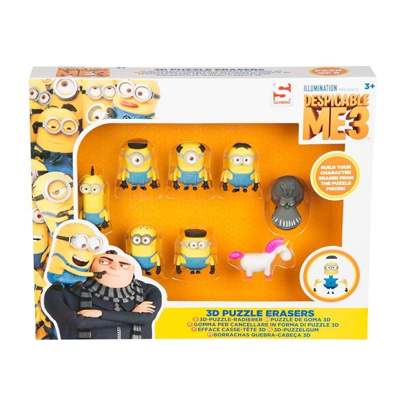 Puzzle 3D Minnion Gomas de Borrar