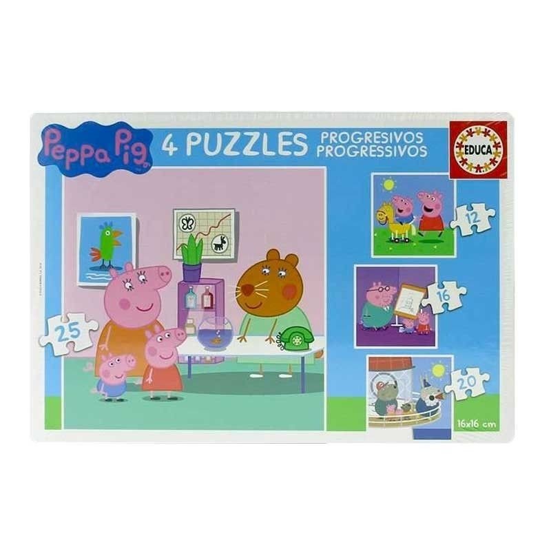 4 Puzzles Progresivos Peppa Pig. Educa