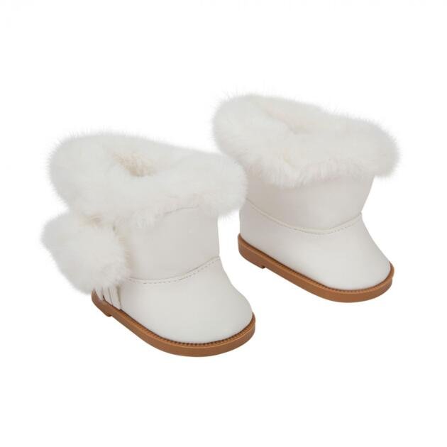 Set botas blancas con pelo para muñecos de 45 cm.